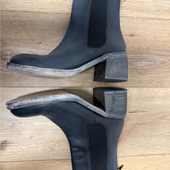 Free People Blue Black Leather Ankle Boots Western Boho Heel Booties EU 38 - Picture 12 of 13